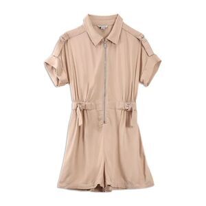 Habitual Jumpsuit Kids 14 Tan Stretch Zip Short Sleeve One-Piece Utility JDM138